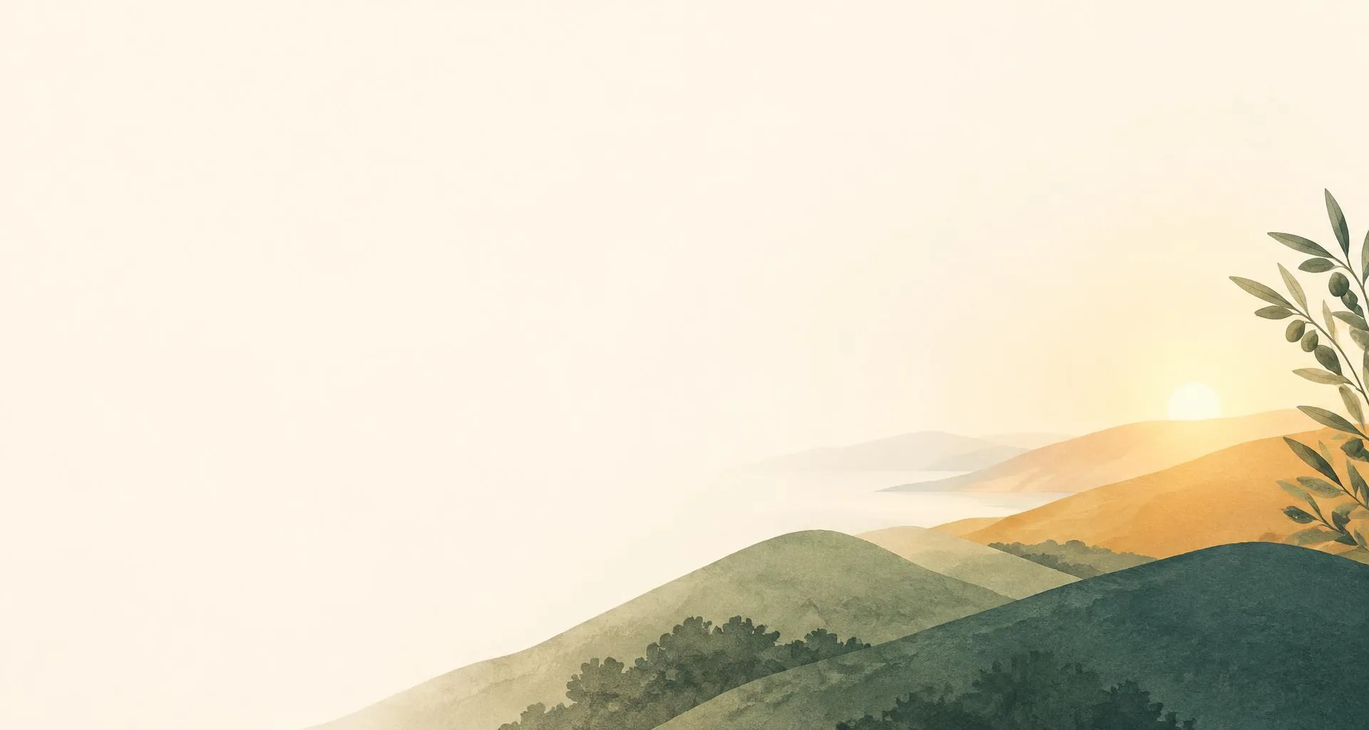 Soft golden sunrise over a peaceful rolling landscape